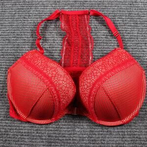 Victoria’s Secret Very Sexy Push-Up Bra Red Lace Front-Close Racerback 34DD